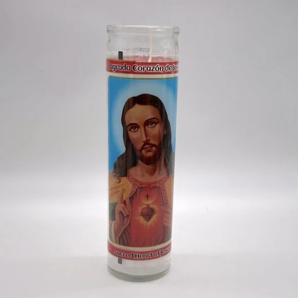 Sacred Heart of Jesus Devotional Prayer 8” Candle NWT - Picture 2 of 5